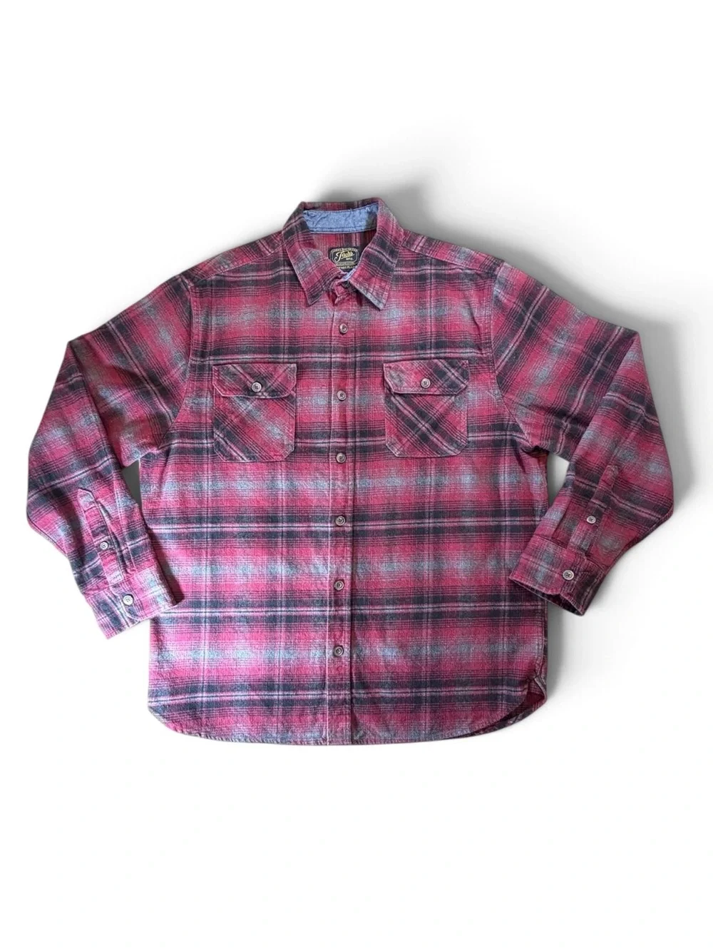 Jachs Men's Maroon Plaid Heritage Flannel Button-Up L